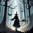 Halloween Hexe im Wald