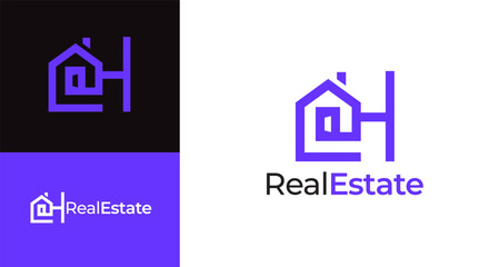 Wall Mural - Real estate logo in letter H vector. Letter H home reality creative business logo vector