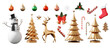 Christmas decorations isolated on white background 3d rendering