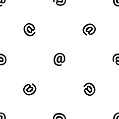 Poster - Seamless pattern of repeated black at symbols. Elements are evenly spaced and some are rotated. Vector illustration on white background