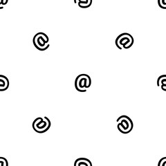 Poster - Seamless pattern of repeated black at symbols. Elements are evenly spaced and some are rotated. Illustration on transparent background