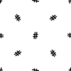 Poster - Seamless pattern of repeated black hash symbols. Elements are evenly spaced and some are rotated. Illustration on transparent background