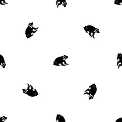 Wall Mural - Seamless pattern of repeated black funny frogs. Elements are evenly spaced and some are rotated. Vector illustration on white background