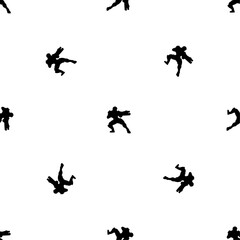 Poster - Seamless pattern of repeated black combat robots. Elements are evenly spaced and some are rotated. Vector illustration on white background