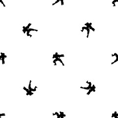 Poster - Seamless pattern of repeated black combat robots. Elements are evenly spaced and some are rotated. Illustration on transparent background