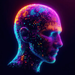 abstract human profile neon light. ai generative