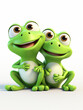 © Nathan Hutchcraft - Two 3D Cartoon Frogs in Love on a Solid Background