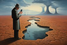 Surrealism Of Man And Gadget