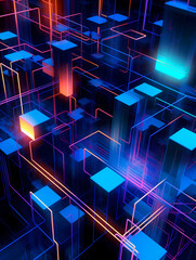 Blue digital technology line graphics poster web page PPT background