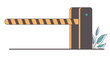 Transport car barrier gate railroad road automatic parking stop concept. Vector flat graphic design illustration