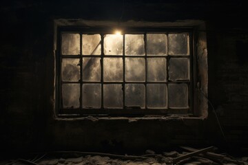 Poster - A window with a beautiful beam of light shining through. Perfect for adding warmth and ambiance to any project