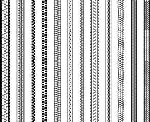 Poster - zipper seamless set. different zippers brush elements, tailor and clothing industry accessories. fas