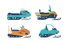 Snowmobiles Are Motorized Vehicles For Winter Travel Over Snow And Ice, Feature Skis In The Front And Caterpillar Track