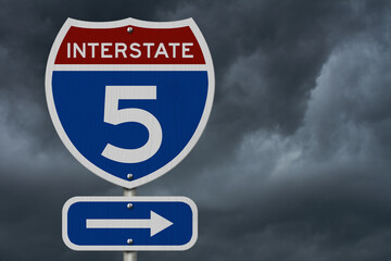 Wall Mural - I-5 interstate USA highway road sign