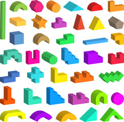 Poster - game blocks. cartoon bricks for kids constructor recent vector pictures set