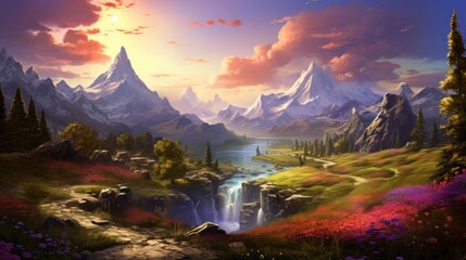 Wall Mural - Open World Fantasy Landscape Game Art