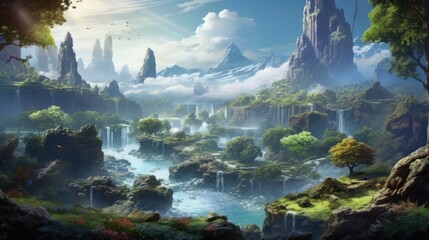 Wall Mural - Open World Fantasy Landscape Game Art