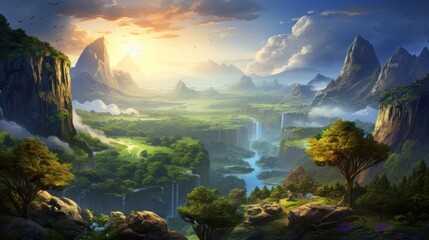 Wall Mural - Open World Fantasy Landscape Game Art