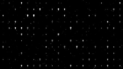 Poster - Template animation of evenly spaced lamp symbols of different sizes and opacity. Animation of transparency and size. Seamless looped 4k animation on black background with stars