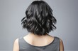 Haircuts for women with dark ash color hair, small perm, bob cut, For women barber shops, Hair treatment therapy concept.