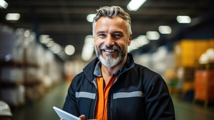 Aufkleber - Engineer manager inspected work in warehouse store distributor factory.