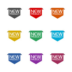 Canvas Print - New product banner icon isolated on white background. Set icons colorful