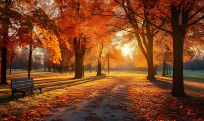autumn season, maple leaf background on autumn or spring season, red and orange maple leaf falling d