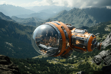 Poster - a speculative spacecraft exploring the boundaries between parallel universes, pushing the limits of 