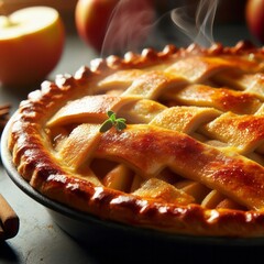 Poster - AI generated illustration of a freshly baked apple pie