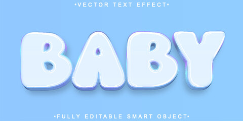 Poster - Cartoon Sot Blue Baby Vector Fully Editable Smart Object Text Effect