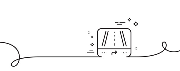 Poster - GPS navigation line icon. Continuous one line with curl. Road path sign. Route map device symbol. Gps single outline ribbon. Loop curve pattern. Vector