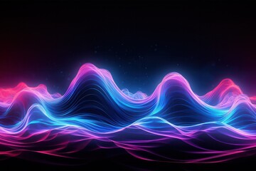 Canvas Print - data visualization infographic with neon wavy line. Colorful information analytics illustration.