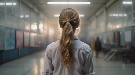 Poster - Young school girl in the class room