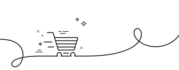 Poster - delivery service line icon. continuous one line with curl. shopping cart sign. express online buying