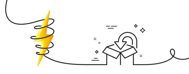 Poster - Return package line icon. Continuous one line with curl. Delivery box sign. Logistic service symbol. Return package single outline ribbon. Loop curve with energy. Vector