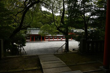 Canvas Print - Japan travel guide. Omi Jingu Shrine. A shrine in Otsu City, Shiga Prefecture, Japan, dedicated to Emperor Tenji. A match to determine the competitive karuta champion is held here every January.