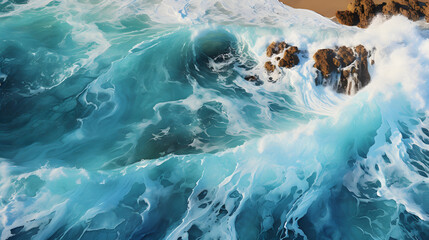 Wall Mural - Coast as a background from top view. Turquoise water background. Bali island, Indonesia. Travel
