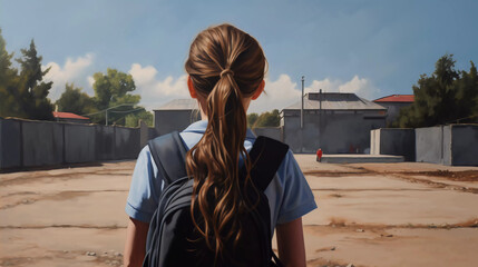 Poster - Young school girl in the class room