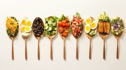 Wall Mural - Spoons with gourmet foods