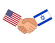 American and Israel flags handshake illustration clipart.