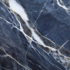 Wall Mural - Marble stone texture background.Dark blue gray marble with white veins.