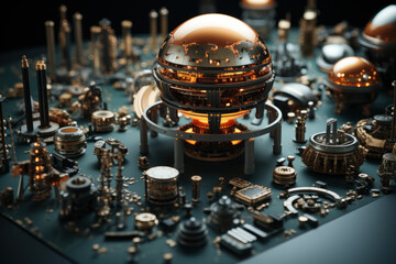 Poster - Sub-microscopic machines self-assembling into versatile materials for constructing complex structures. Generative Ai.