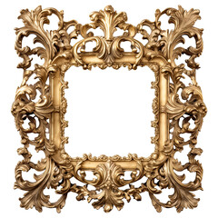 Wall Mural - PNG Golden picture frame baroque style intricate details isolated on transparent background