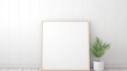 Wall Mural - Blank empty frame poster mockup portfolio living room presentation furniture living room white