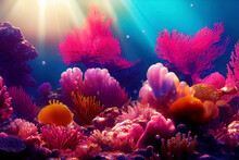 Enchanting Underwater World. A Kaleidoscope Of Coral Colors. Exploring The Dazzling Diversity Of Underwater Coral Gardens.
