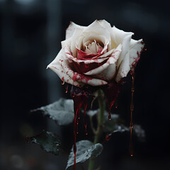 Fototapeta bleeding white rose