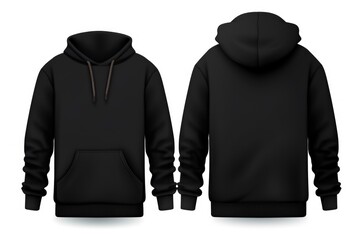 Blank black hoodie template mockup front and back