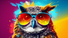 3d Rendering Colorful Owl Isolated On Colorful Background 