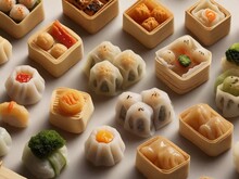 A Close-up Of Intricately Crafted Dim Sum Creations, Background Image, Generative AI