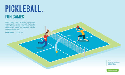 Wall Mural - premium illustration of isometric pickleball players playing together best for your digital graphic 